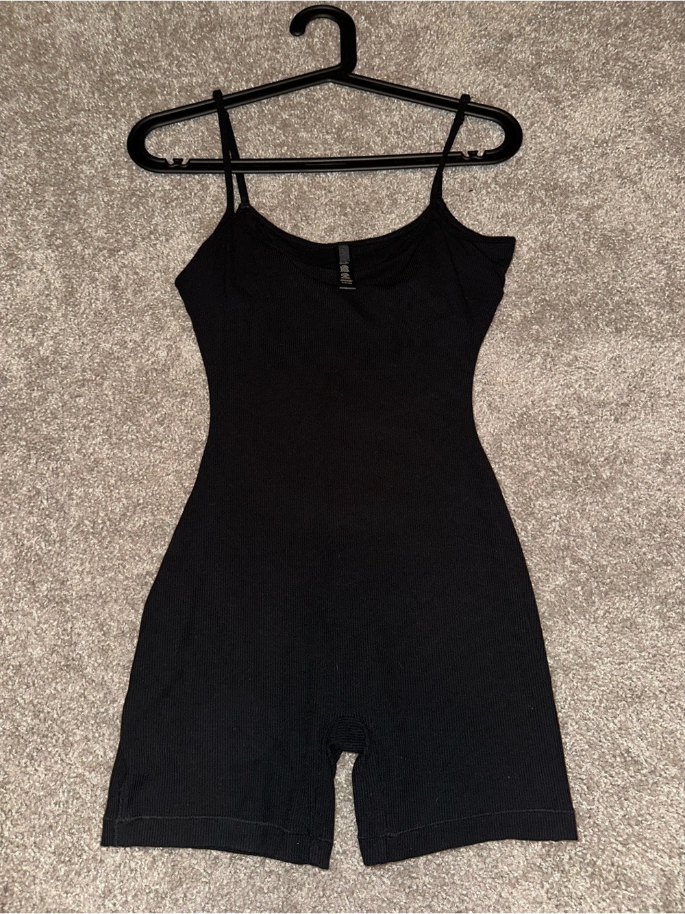 SKIMS Black Ribbed Slim Fit Romper Bodysuit